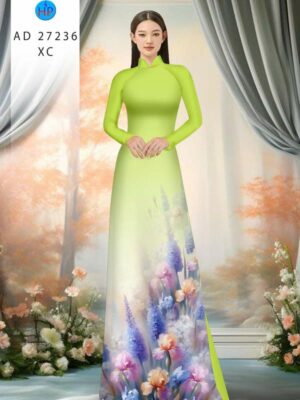 Vải Áo Dài Hoa In 3D AD 37236
