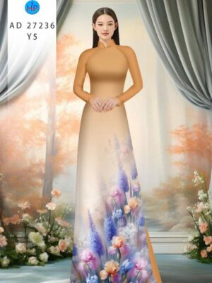 Vải Áo Dài Hoa In 3D AD 37236