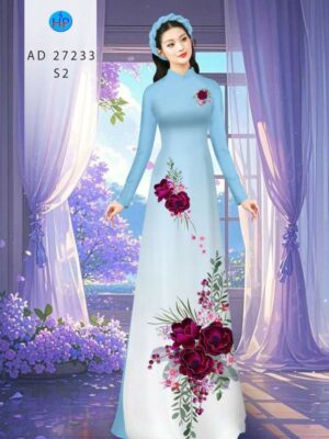 Vải Áo Dài Hoa In 3D AD 27233