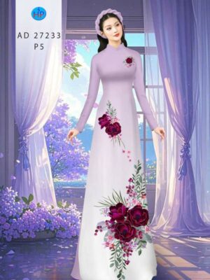 Vải Áo Dài Hoa In 3D AD 27233