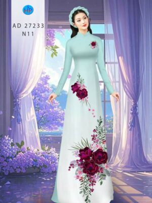 Vải Áo Dài Hoa In 3D AD 27233