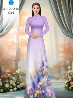 Vải Áo Dài Hoa In 3D AD 37236