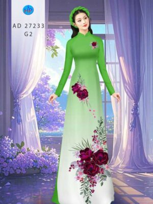 Vải Áo Dài Hoa In 3D AD 27233