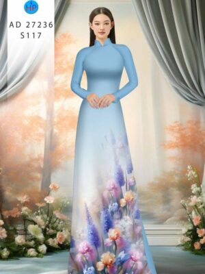 Vải Áo Dài Hoa In 3D AD 37236