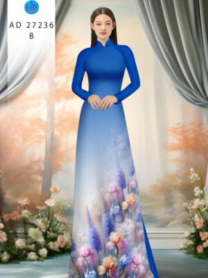 Vải Áo Dài Hoa In 3D AD 37236