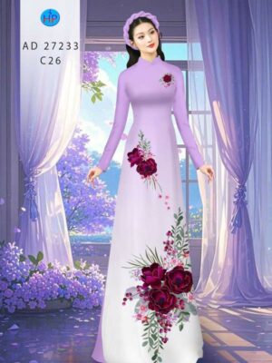 Vải Áo Dài Hoa In 3D AD 27233