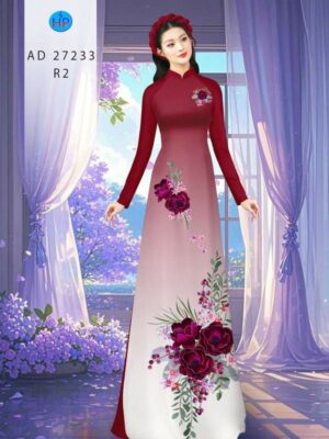 Vải Áo Dài Hoa In 3D AD 27233