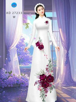 Vải Áo Dài Hoa In 3D AD 27233