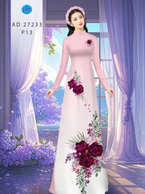 Vải Áo Dài Hoa In 3D AD 27233