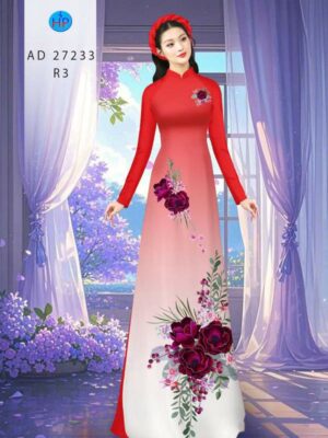 Vải Áo Dài Hoa In 3D AD 27233