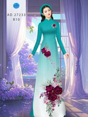 Vải Áo Dài Hoa In 3D AD 27233