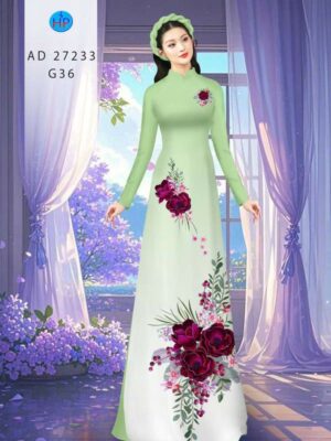 Vải Áo Dài Hoa In 3D AD 27233