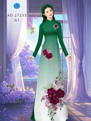 Vải Áo Dài Hoa In 3D AD 27233