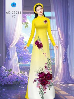 Vải Áo Dài Hoa In 3D AD 27233