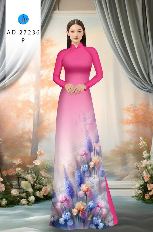 Vải Áo Dài Hoa In 3D AD 37236