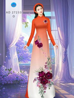 Vải Áo Dài Hoa In 3D AD 27233