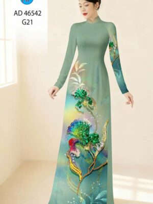 Vải Áo Dài Hoa In 3D AD 46542