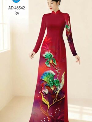 Vải Áo Dài Hoa In 3D AD 46542