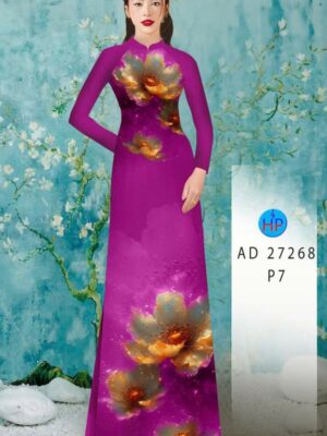 Vải Áo Dài Hoa In 3D AD 27268