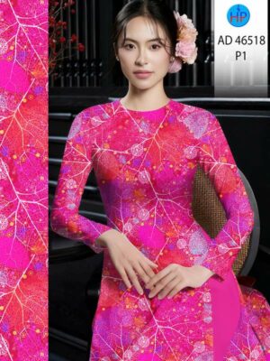 Vải Áo Dài Hoa In 3D AD 46518