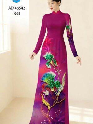 Vải Áo Dài Hoa In 3D AD 46542