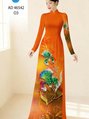 Vải Áo Dài Hoa In 3D AD 46542