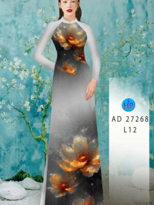 Vải Áo Dài Hoa In 3D AD 27268