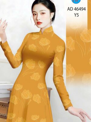 Vải Áo Dài Hoa In 3D AD 46494