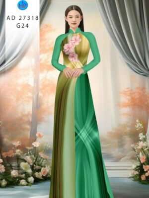 Vải Áo Dài Hoa In 3D AD 27318