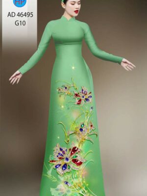Vải Áo Dài Hoa In 3D AD 46495