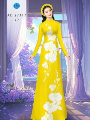Vải Áo Dài Hoa In 3D AD 27317