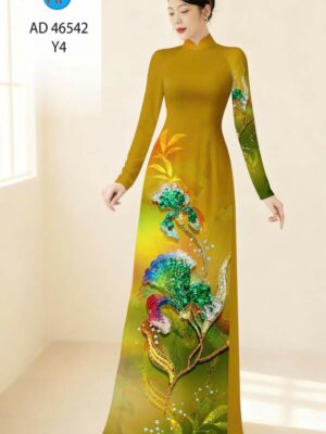 Vải Áo Dài Hoa In 3D AD 46542