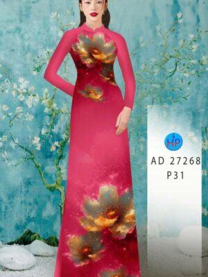 Vải Áo Dài Hoa In 3D AD 27268