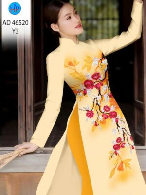 Vải Áo Dài Hoa In 3D AD 46520