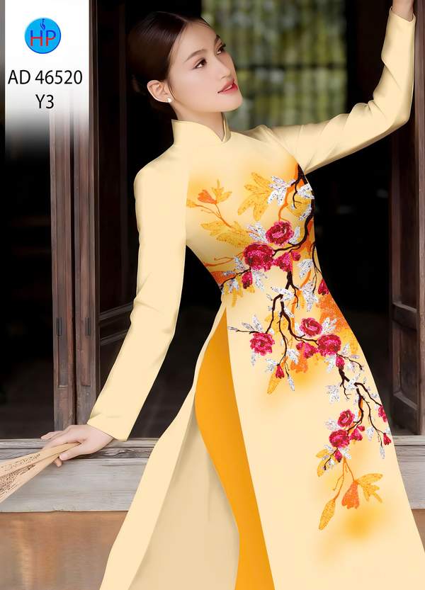 Vải Áo Dài Hoa In 3D AD 46520