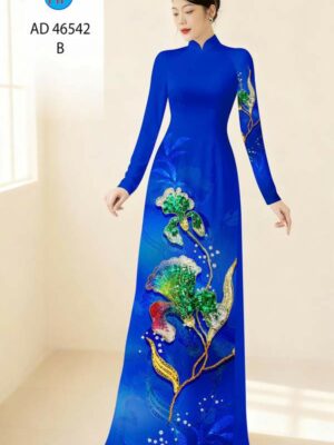Vải Áo Dài Hoa In 3D AD 46542
