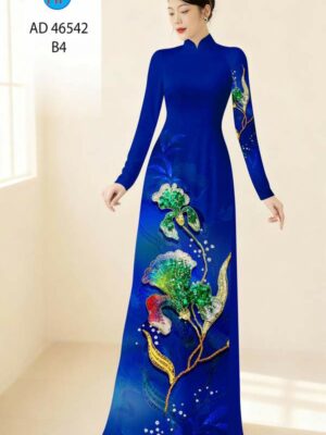 Vải Áo Dài Hoa In 3D AD 46542