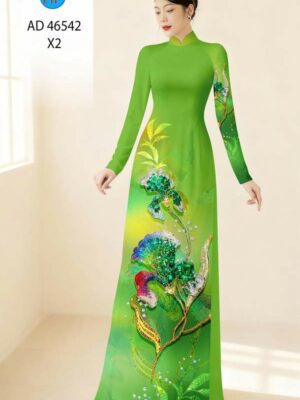 Vải Áo Dài Hoa In 3D AD 46542