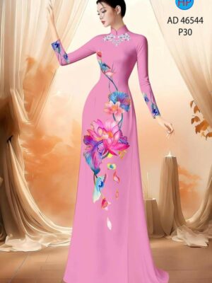 Vải Áo Dài Hoa Sen AD 46544