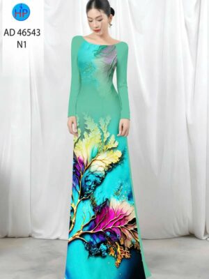 Vải Áo Dài In Hình Lá AD 46543