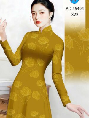 Vải Áo Dài Hoa In 3D AD 46494
