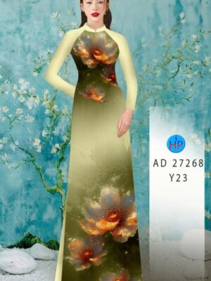 Vải Áo Dài Hoa In 3D AD 27268