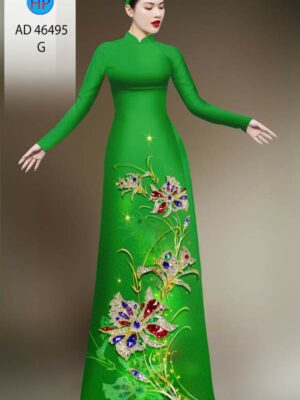 Vải Áo Dài Hoa In 3D AD 46495