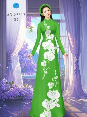 Vải Áo Dài Hoa In 3D AD 27317