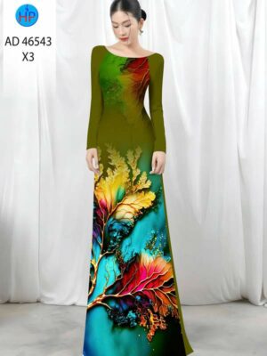 Vải Áo Dài In Hình Lá AD 46543
