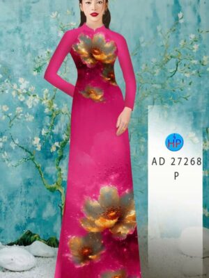 Vải Áo Dài Hoa In 3D AD 27268