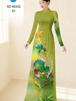 Vải Áo Dài Hoa In 3D AD 46542