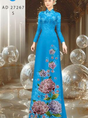 Vải Áo Dài Hoa In 3D AD 27267