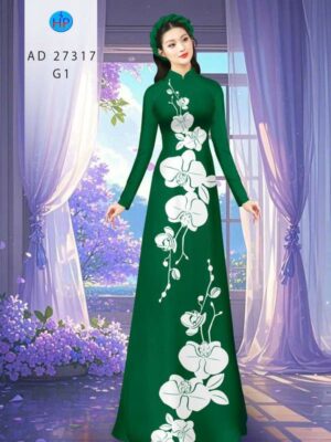 Vải Áo Dài Hoa In 3D AD 27317