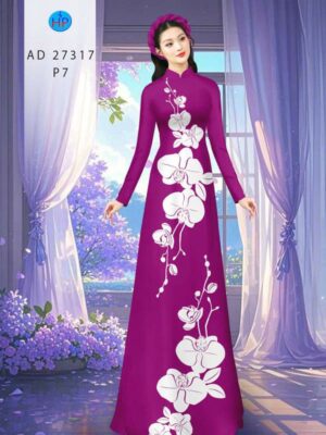 Vải Áo Dài Hoa In 3D AD 27317